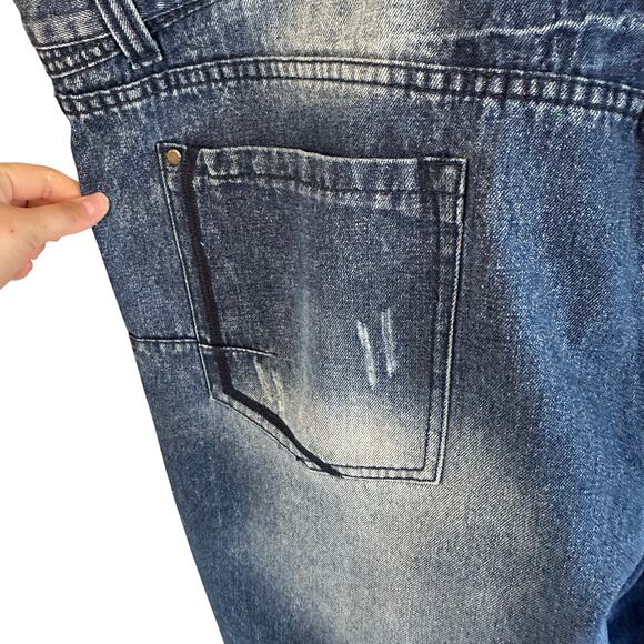 Mens perish nation distressed dark blue cotton jeans plus size 50 - Picture 3 of 7